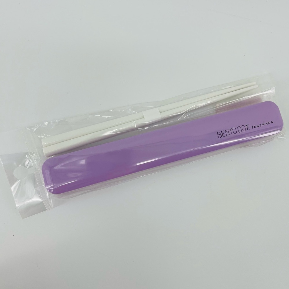 Bento Box Takenaka Chopsticks & Case Set, NEW, Lavender/White